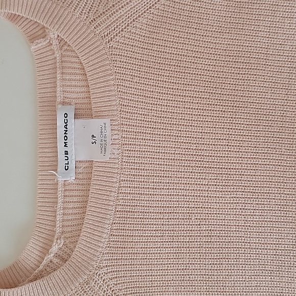 Club Monaco Silk / Merino Wool Pale Peach Sweater Sz S - Picture 4 of 8